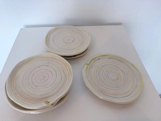 Pinstripe Collection - Footed Side Plate