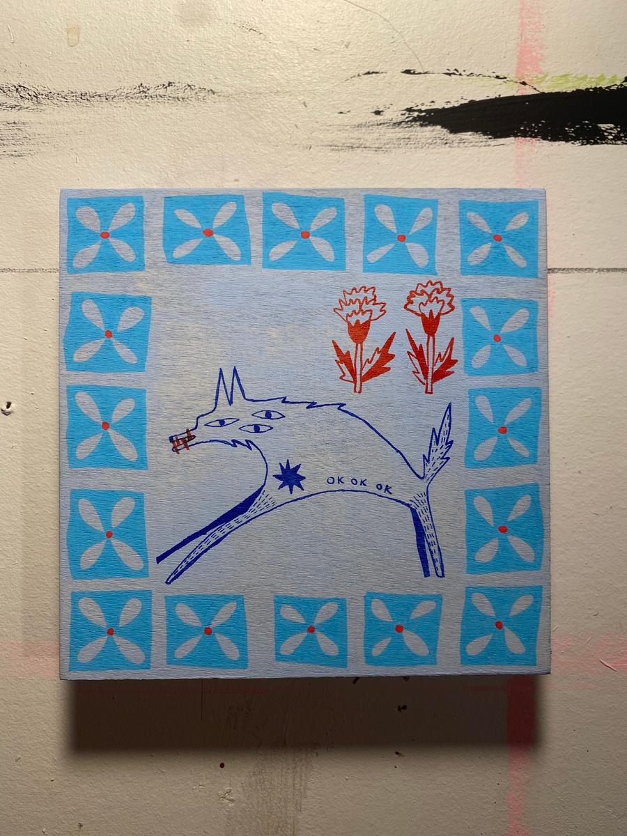 Wolf with carnations, image 2